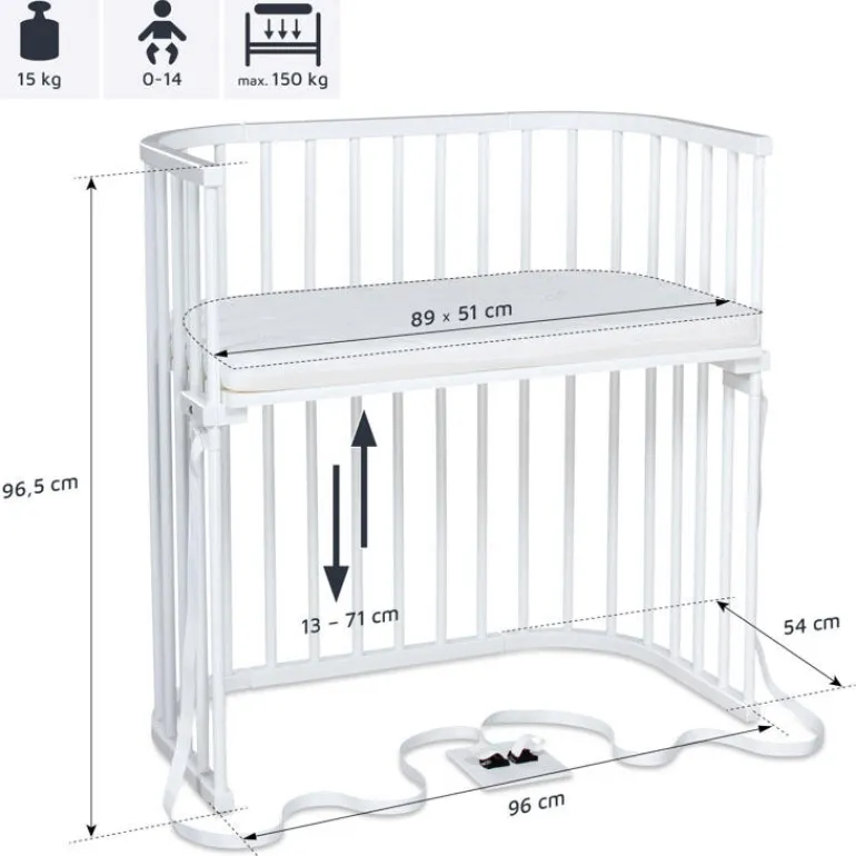Babybay Cama Co-Sleep Boxspring - lacado branco