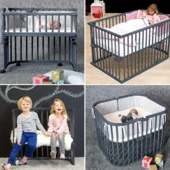 Babybay Cama Co-Sleep Boxspring - lacado cinza pizarra