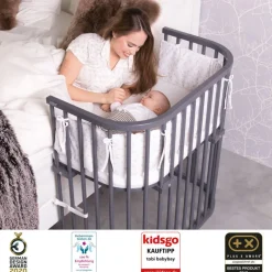 Babybay Cama Co-Sleep Boxspring - lacado cinza pizarra