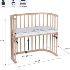Babybay Cama Co-Sleep Original - natural sem tratamento