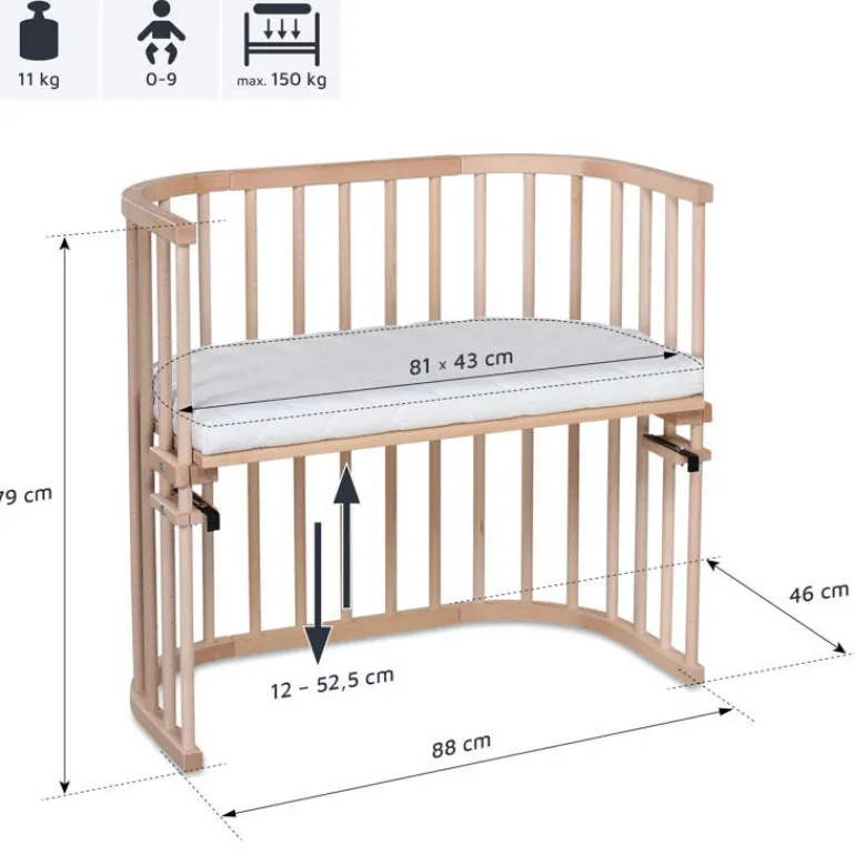 Babybay Cama Co-Sleep Original - natural sem tratamento