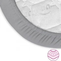 Babybay Lençol Ajustável Jersey Deluxe para Maxi, Midi, Boxspring, Comfort e Comfort Plus - cinza