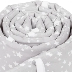 Babybay Protetor de Grades Piqué para Maxi, Boxspring, Comfort e Comfort Plus - cinza c/ estrelas brancas