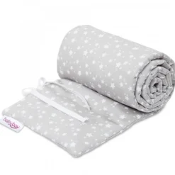 Babybay Protetor de Grades Piqué para Maxi, Boxspring, Comfort e Comfort Plus - cinza c/ estrelas brancas