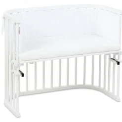 Babybay Protetor de Grades Piqué para Maxi, Boxspring, Comfort e Comfort Plus - branco c/ pontos cinza claro