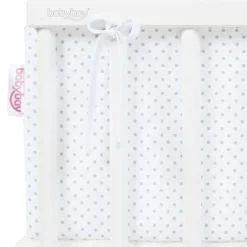 Babybay Protetor de Grades Piqué para modelo Original - branco c/ pontos cinza claro
