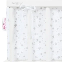 Babybay Protetor de Grades Piqué para modelo Original - branco e estrelas cinza claro