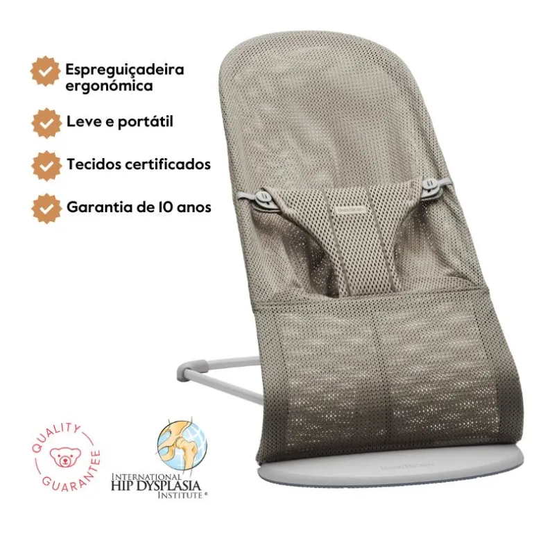 BabyBjorn Espreguiçadeira Bliss Mesh - Gris Arena