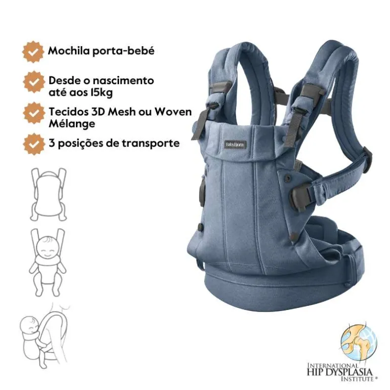 Babybjorn Mochila Porta Bebé Harmony Woven Melange - Azul