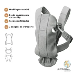 BabyBjorn Mochila Porta Bebé Mini 3D Jersey - Gris Claro