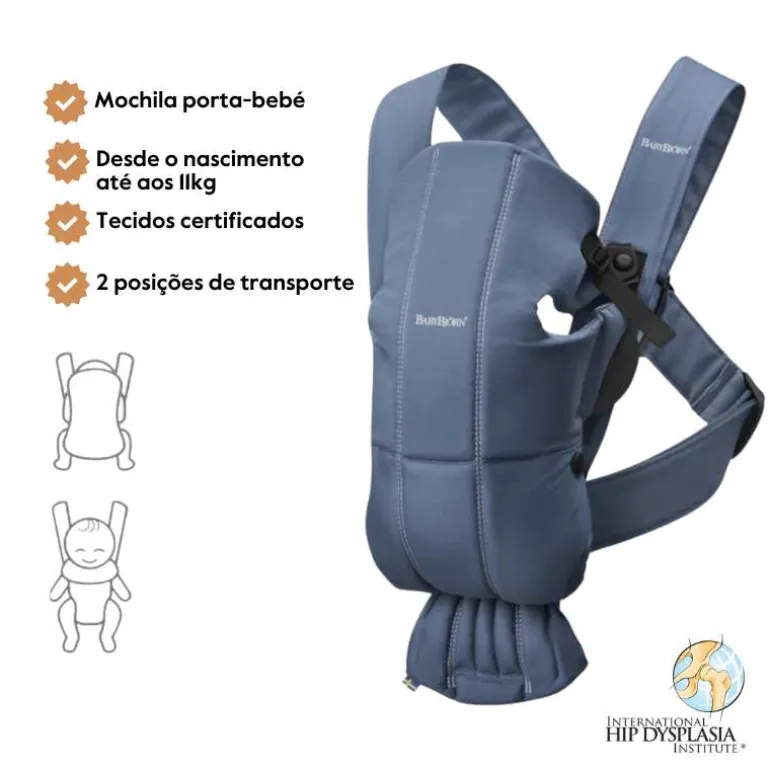 BabyBjorn Mochila Porta Bebé Mini Cotton - Índigo Vintage