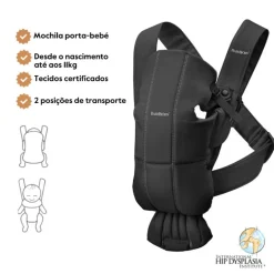 BabyBjorn Mochila Porta Bebé Mini Cotton - Negro