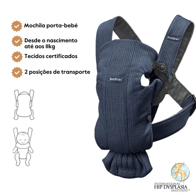 BabyBjorn Mochila Porta Bebé Mini Mesh - Azul Marino