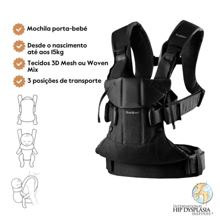 BabyBjorn Mochila Porta Bebé One Woven Mix - Negro