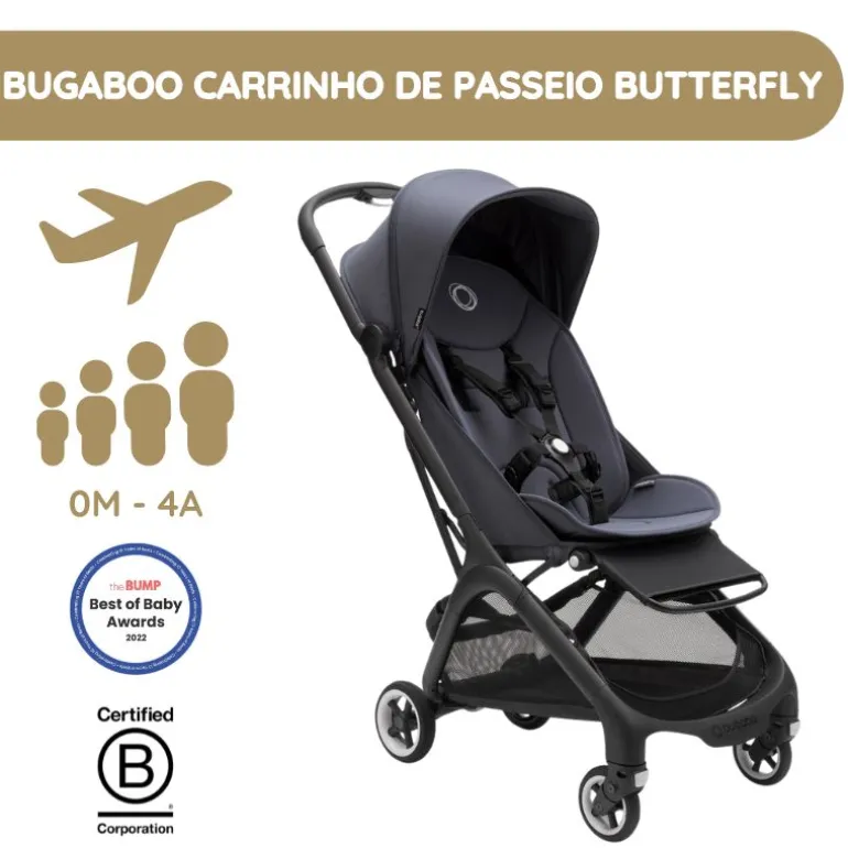 Bugaboo Carrinho de Bebé Butterfly - Black/Stormy Blue