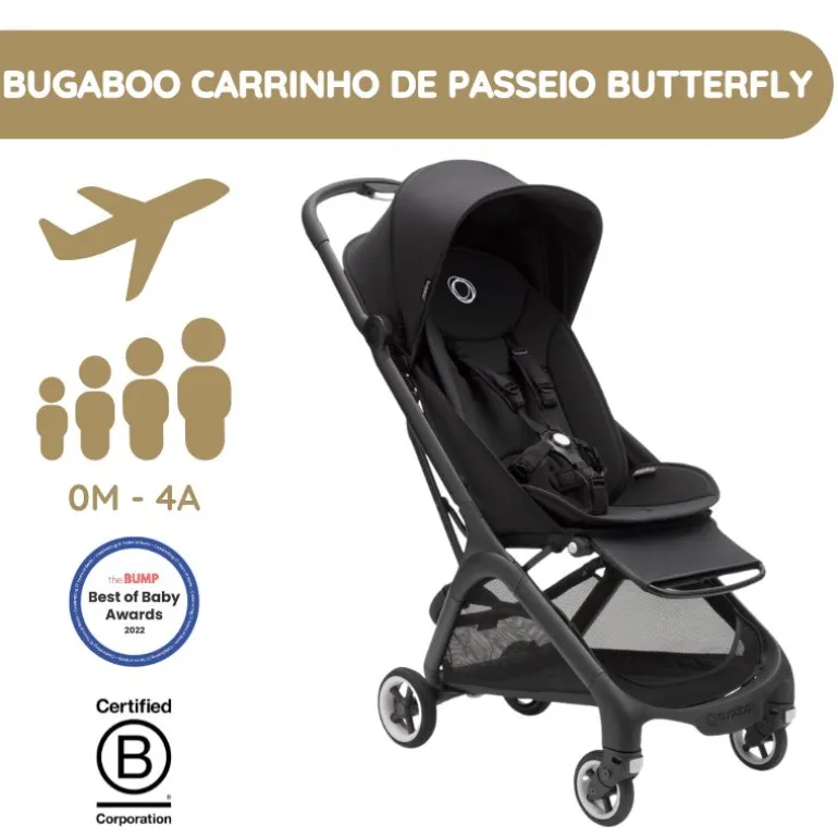 Bugaboo Carrinho de Bebé Butterfly - Black/Midnight Black
