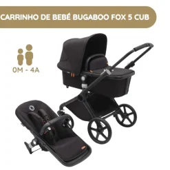 Bugaboo Carrinho de Bebé Fox Cub completo - Midnight black