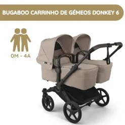 Bugaboo Donkey 6 Carrinho de Gémeos - Desert Taupe melange