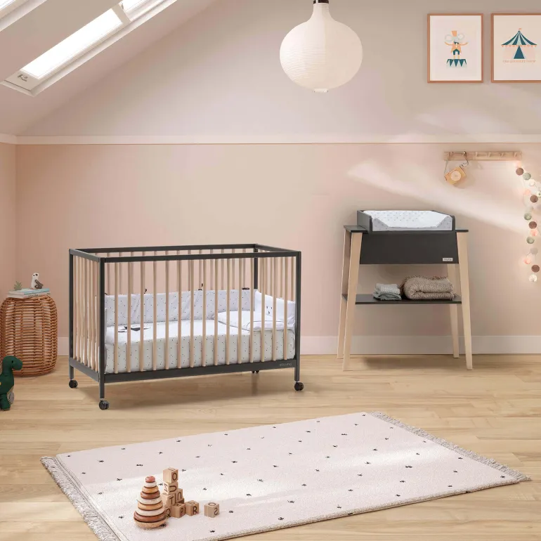Cama Mountain 120x60 da Micuna - Antracite/Madeira