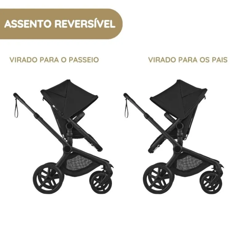 Carrinho de Bebé Bugaboo Fox 5 Renew - Negro/Azul Indigo