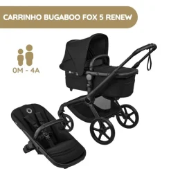 Carrinho de Bebé Bugaboo Fox 5 Renew - Negro/Negro Clássico