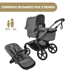 Carrinho de Bebé Bugaboo Fox 5 Renew - Grafito/Gris Luna