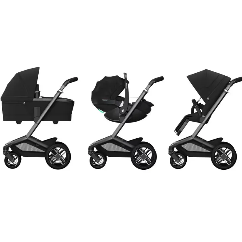 Carrinho de Bebé Fame + Alcofa da Maxi-Cosi - Conforto premium dos 0 meses aos 4 anos - Twillic Black