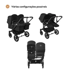 Carrinho de Bebé para Gémeos Bugaboo Donkey 5 Twin - Black/Forest Green