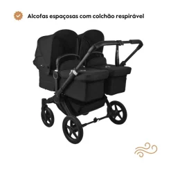Carrinho de Bebé para Gémeos Bugaboo Donkey 5 Twin - Black/Forest Green
