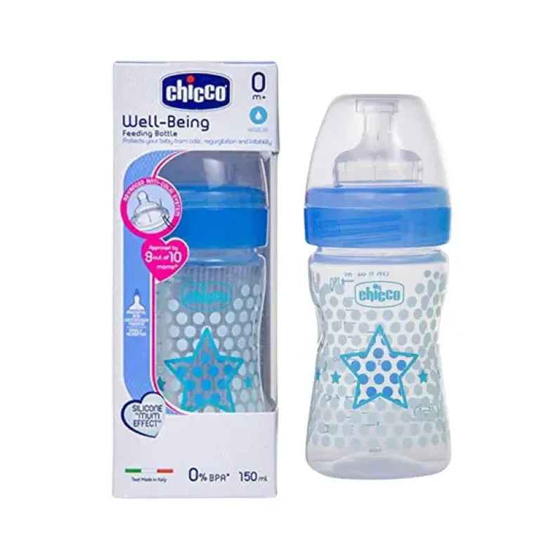 Chicco Biberão Well-Being 150ml Silicone 0m+ - Boy