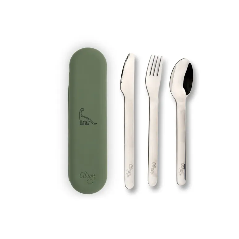 Citron Conjunto de Talheres e Estojo em Silicone - Verde