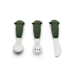 Citron Talheres de Aço e Silicone - Dino Verde