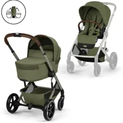 Cybex Balios S Lux Carrinho de Bebé com Alcofa Dobrável - Moss Green