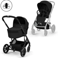 Cybex Balios S Lux Carrinho de Bebé com Alcofa Dobrável - Moon Black