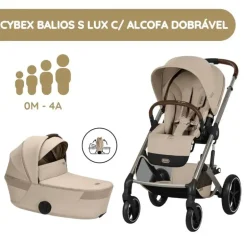 Cybex Balios S Lux Carrinho de Bebé com Alcofa Dobrável - Almond Beige