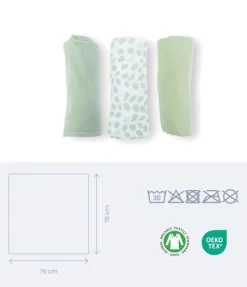 Doomoo Pack 3 Musselinas 70X70 Lovely - Mini Leaves Green