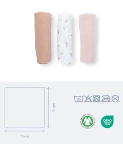 Doomoo Pack 3 Musselinas 70X70 Lovely - Flower Pink