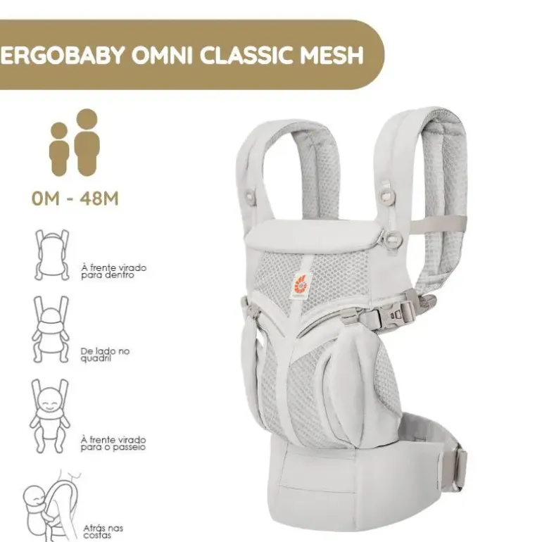 Ergobaby Mochila Portabebé Omni Classic Mesh - Cinza Pérola