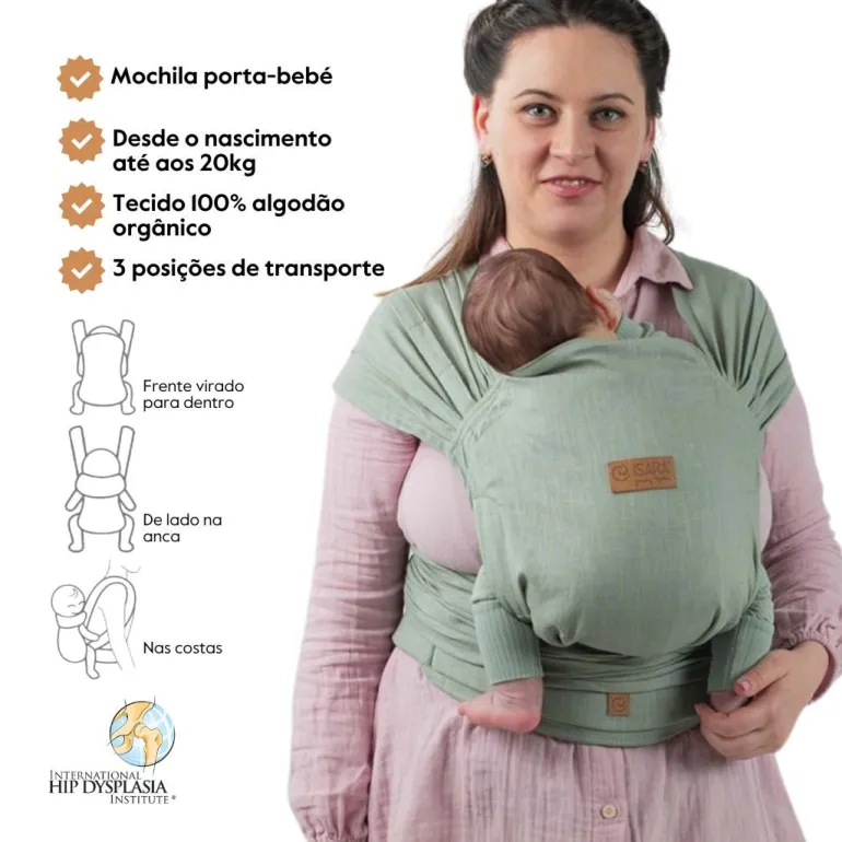 Isara Mochila Portabebé QuickTie - Sage Green Linen