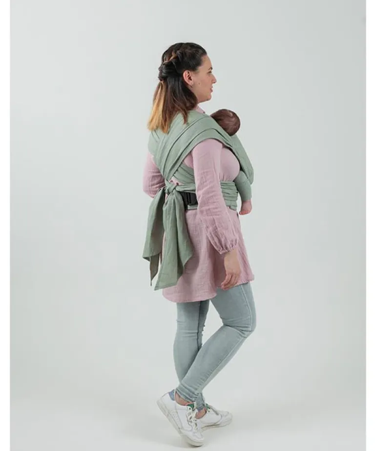 Isara Mochila Portabebé QuickTie - Sage Green Linen