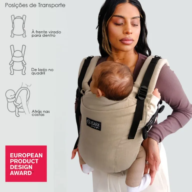 Isara Mochila Portabebé The ONE One size - Sandstone Linen