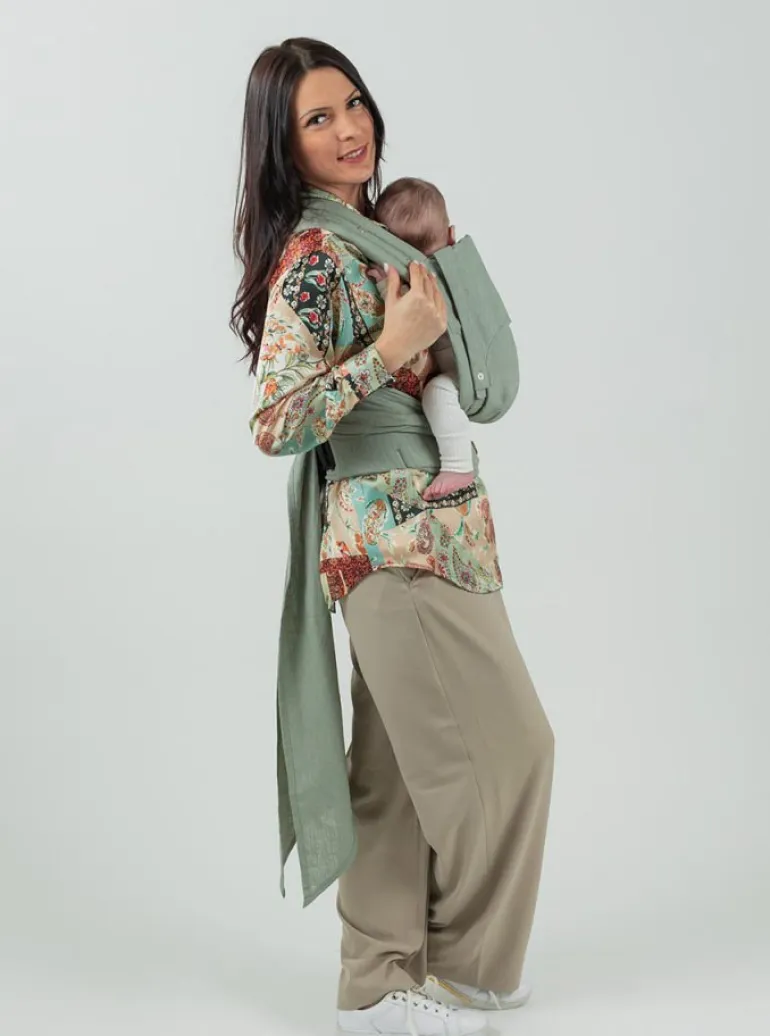 Isara Quick Half Buckle Mochila Portabebé - Sage Green Linen