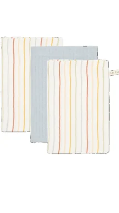 Little Dutch Mini Toalhinhas de Higiene | Washcloths - Vintage Sunny Stripes / Pure Soft Blue