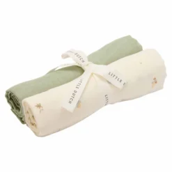 Little Dutch Swaddles 70 x 70 em Musselina - Forest Treasures ; Sage