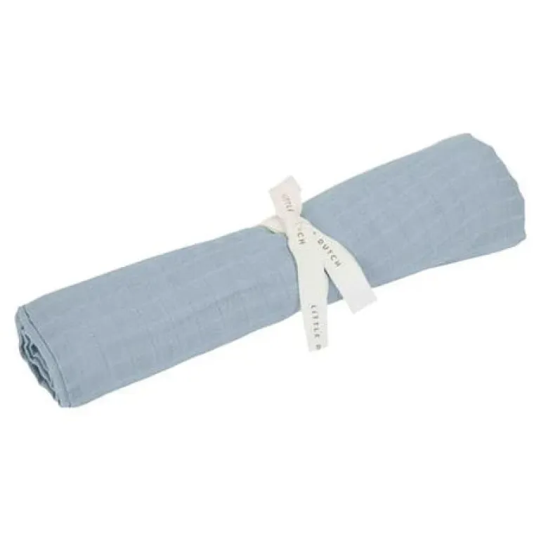 Little Dutch Swaddle 120 x 120 em Musselina - Pure Denim Blue