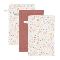 Little Dutch Toalhas de Rosto - Pure Pink Blush / Flowers & Butterflies