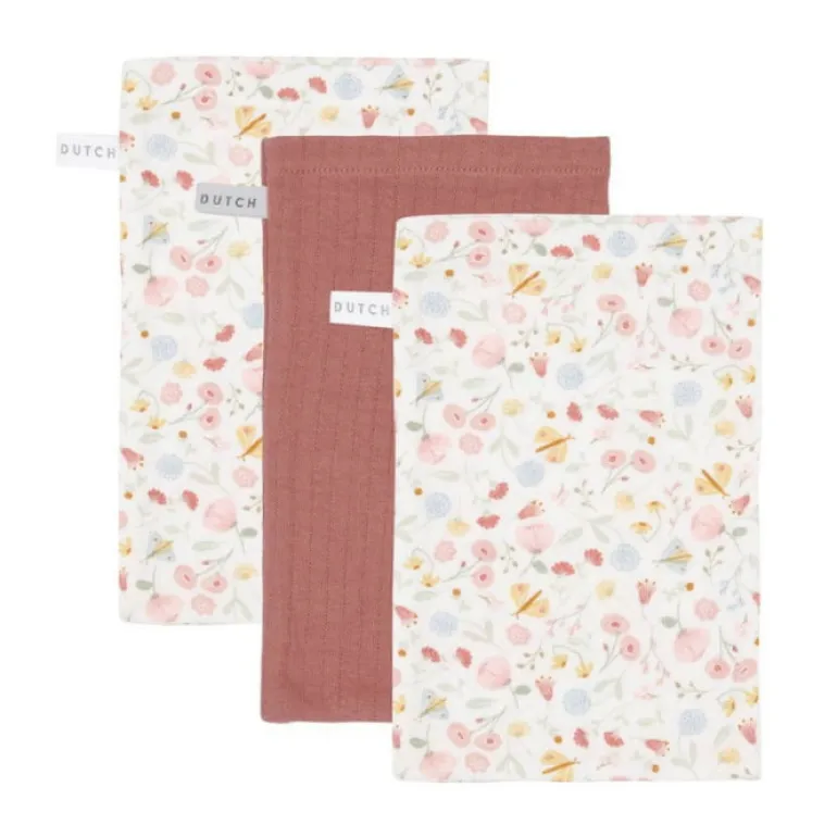 Little Dutch Toalhas de Rosto - Pure Pink Blush / Flowers & Butterflies