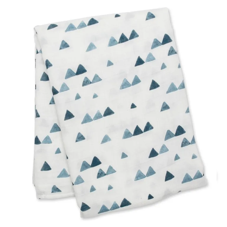 Lulujo - Musselina de Bambu 120x120cm - Triângulos Azuis