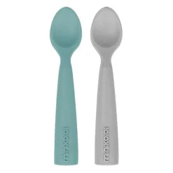 Minikoioi Colheres em Silicone - Aqua Green/Powder Grey