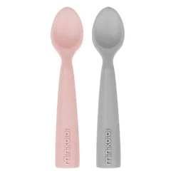 Minikoioi Colheres em Silicone - Pinky Pink/Powder Grey